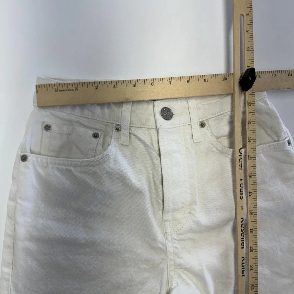 BDG Denim Shorts Women 26 White 90s Long Inseam Raw Hem High Rise